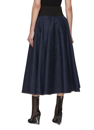 Back View - Click To Enlarge - ALAÏA - Elastic Belt Flared Denim Skirt