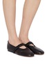 Figure View - Click To Enlarge - PEDDER RED - Blake Scrunchie Band Leather Mary Jane Flats