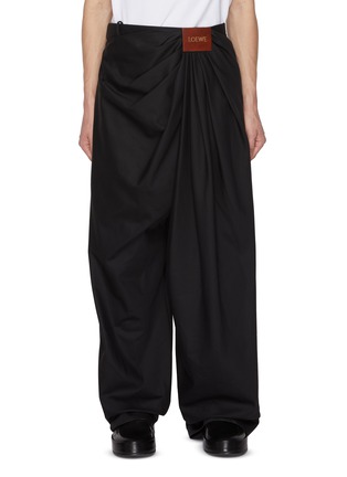 LOEWE | Logo Patch Draped Front Cotton Silk Pants