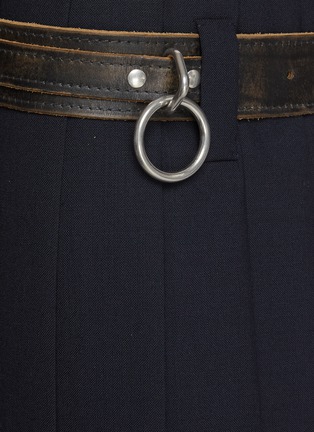  - PRADA - Studded Punk Belt Pleated Wool Skirt