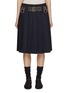 Main View - Click To Enlarge - PRADA - Studded Punk Belt Pleated Wool Skirt