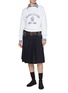 Figure View - Click To Enlarge - PRADA - Studded Punk Belt Pleated Wool Skirt