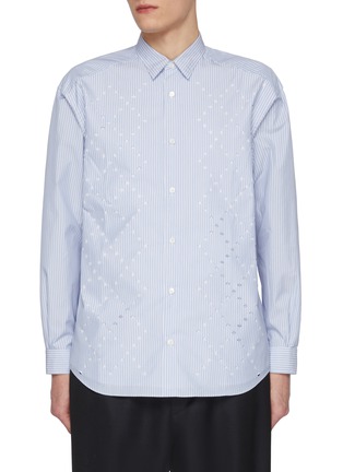 Main View - Click To Enlarge - COMME DES GARÇONS HOMME - Broad Striped Cotton Blend Shirt
