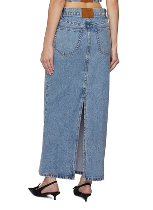 Back View - Click To Enlarge - ALEXANDERWANG - Clear Hotfix Medium Wash Denim Column Skirt