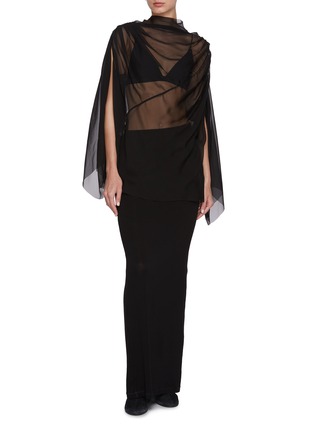 Figure View - Click To Enlarge - RICK OWENS  - Claudette Two Way Chiffon Tunic Cape