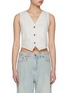 Main View - Click To Enlarge - MO&CO. - Washed Cropped Denim Waistcoat