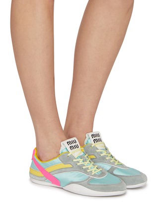 Figure View - Click To Enlarge - MIU MIU - Gymnasium Technical Fabric Suede Wonen's Sneakers