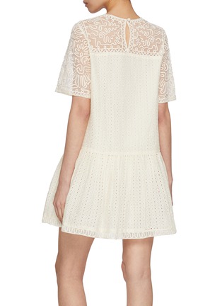 Back View - Click To Enlarge - ULLA JOHNSON - Gabi Embroideed Tulle Mini Dress