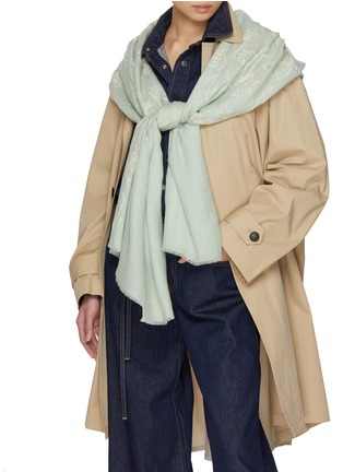 Figure View - Click To Enlarge - JANAVI - Floral Placement Merino Wool Scarf